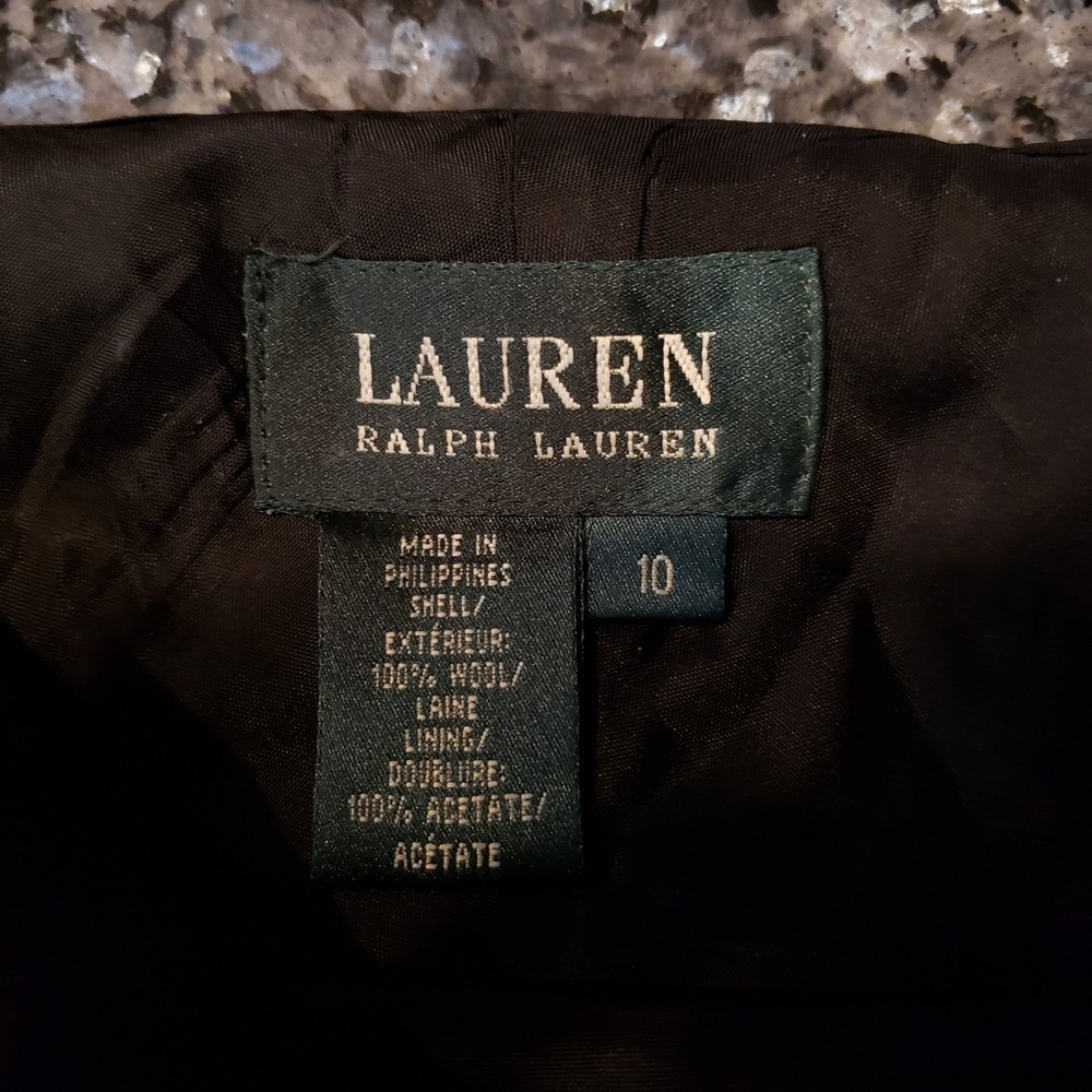 Lauren Ralph Lauren Black 100% Wool Trumpet Maxi Skirt Size 10 Mermaid Hem - Picture 8 of 8